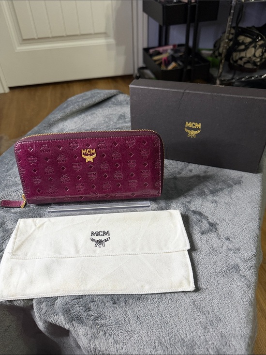 MCM Handbags - MCM Women's Purple Zip-Around Logo Embossed Wallet Full Inclusion
